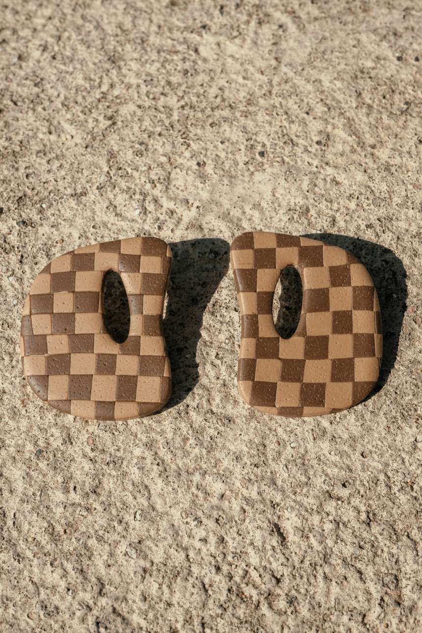 Over Medium – Retro Abstract Checkered Earrings - KEALA BIKINIS