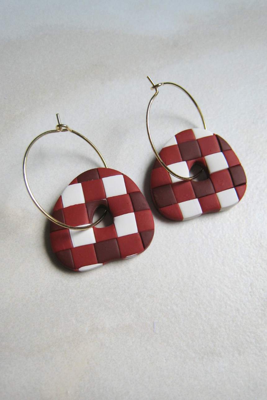 Paint Palette Hoops – Abstract Checkered Hoop Earrings - KEALA BIKINIS