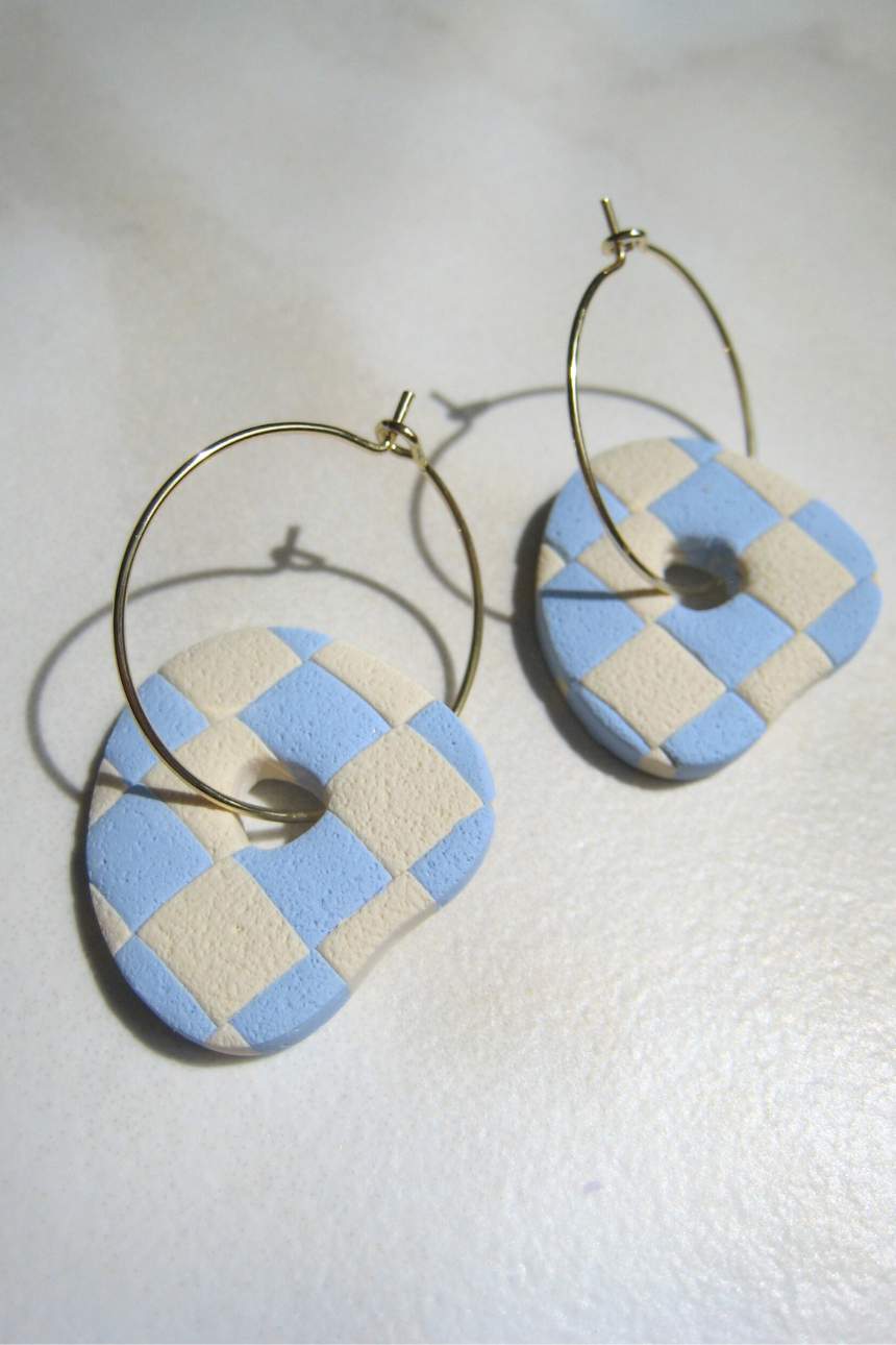 Paint Palette Hoops – Abstract Checkered Hoop Earrings - KEALA BIKINIS