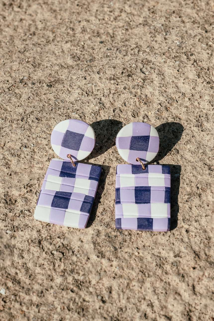 Round Rectangle Palaka Dangle Earrings - KEALA BIKINIS