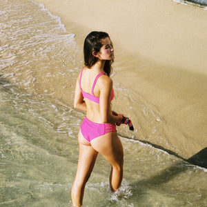 SET: Criss Cross Skinny Loop Bikini Set in High Maintenance Pink - KE'ALA BIKINIS